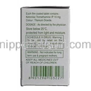 ケタノブ Ketanov, トラドール ジェネリック, ケトロラクトロメタミン, 10mg, 錠 箱記載情報