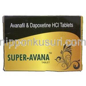 スーパーアバナ Super Avana, アバナフィル 100mg, ダポキセチン 60mg, 錠 箱