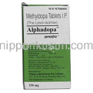 アルファドパ250 Alphadopa 250, アルドメッド ジェネリック, メチルドパ, 250mg, 錠 箱