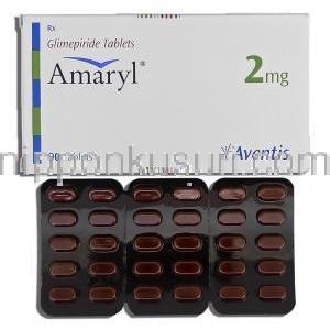 アマリル 2mg Amaryl 2mg, グリメピリド, 2mg, 錠