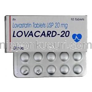 ロバカード Lovacard, メバコール ジェネリック, ロバスタチン, 20mg, 錠