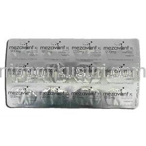 メザバント XL Mezavant XL, メサラジン , 1200mg, 錠 包装裏面