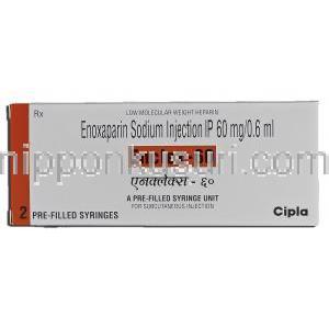 エンクレックス-60 Enclex-60, ロベノックス ジェネリック, エノキサパリンナトリウム, 60mg  0.6ml, 注射 