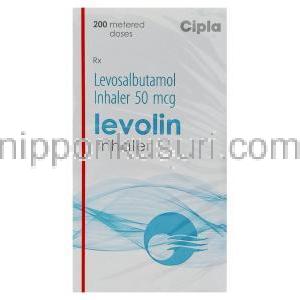 レボサルブタモール （ゼポネックス ジェネリック）, Levolin, 50mcg 吸入剤 (Cipla) 箱