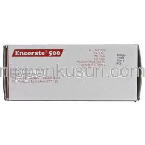 エンコレート500 Encorate 500, デパケン ジェネリック, バルプロ酸, 500mg, 錠 製造者情報