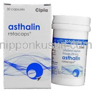 サルブタモール（ベントリン ジェネリック）, Asthalin,   200mcg 吸入用カプセル (Cipla)