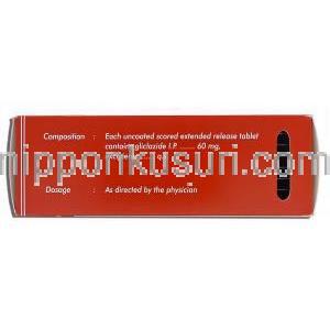 ジアミクロンXR Diamicron XR, グリクラジド 60mg, 錠 箱側面