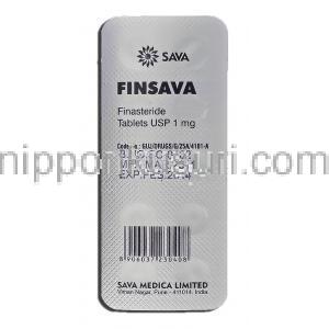 フィンサバ Finsava, フィナステリド 1mg, 錠 包装裏面