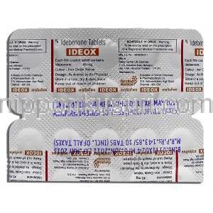 イデオックス Ideox, イデベノン 45mg, 錠 包装裏面