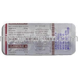 イロシュア6 Ilosure 6, イロペリドン 6mg, 錠イロシュア6 Ilosure 6, イロペリドン 6mg, 錠 包装裏面