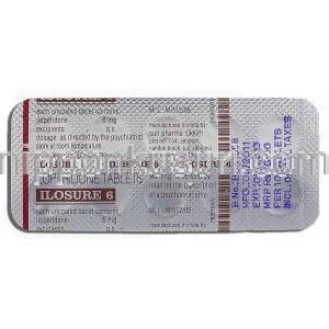 イロシュア6 Ilosure 6, イロペリドン 6mg, 錠イロシュア6 Ilosure 6, イロペリドン 6mg, 錠 包装裏面