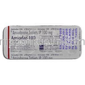 アミオダール Amiodar, アミオダロン, 100mg, 錠 包装裏面