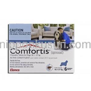 コンフォーティス Comfortis, スピノサド, 560mg, チュアブル錠, 9.1 - 18 kg 犬用 箱