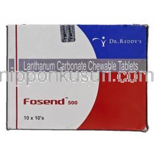 フォセンド500 Fosend 500, 炭酸ランタン, 500mg, チュアブル錠 箱