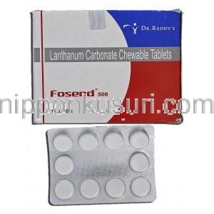 フォセンド500 Fosend 500, 炭酸ランタン, 500mg, チュアブル錠