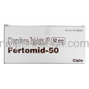 フェートミッド50 Fertomid-50,クロミッド ジェネリック, クロミフェン,50mg 箱