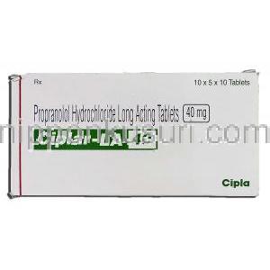 シプラーLA40 Ciplar-LA 40, インデラル ジェネリック, プロプラノロール 40mg, 持続型錠 箱