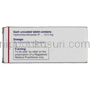 ヒドラジド 12.5 Hydrazide 12.5, エシドレックス ジェネリック,  12.5mg, 錠 成分情報
