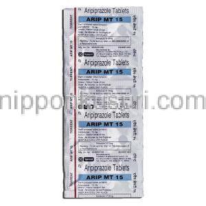アリップMT15 Arip MT 15, アビリファイ ジェネリック, アリピプラゾール 15mg, 錠 包装