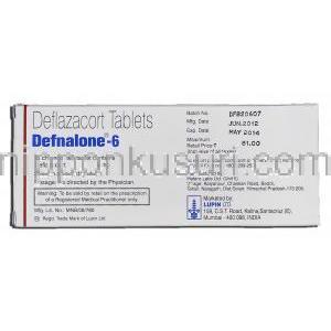 デフナロン-6 Defnalone-6, カルコート ジェネリック, デフラザコート 6mg, 錠 箱裏面