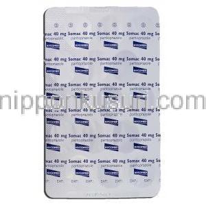 ソマック40 Somac 40, パントプラゾール 40mg, 錠 包装裏面
