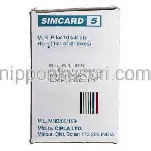 シムカード5 Simcard 5, リポバス ジェネリック, シンバスタチン 5mg, 錠 製造者情報