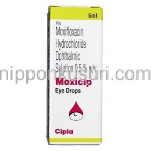 モキシフロキサシン（ベガモックスジェネリック）, Moxicip, 0.5% 5ML 点眼液 (Cipla) 箱