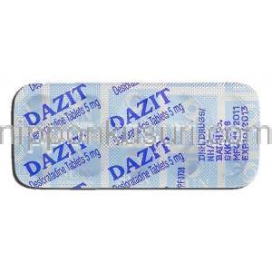 ダジット Dazit, クラリネックス ジェネリック, デスロラタジン 5mg, 錠 包装裏面