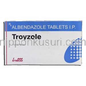 トロイゾール Troyzole, エスカゾール ジェネリック, アルベンダゾール 400mg, 錠, 箱