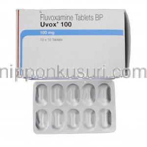 ユーボックス100 Uvox 100, ルボック ジェネリック, フルボキサミンマイレン酸塩, 100mg, 錠