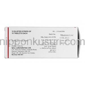 キュエル-100 Quel -100, セロクエル ジェネリック, クエチアピン 100mg, 錠 箱裏面
