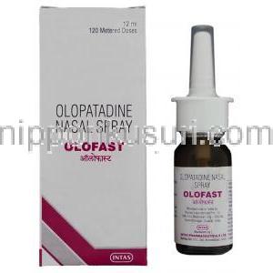 オロパタジン塩酸塩（パタネーゼジェネリック）, オロファーストOlofast 600mcg 点鼻薬 (Sun Pharma)