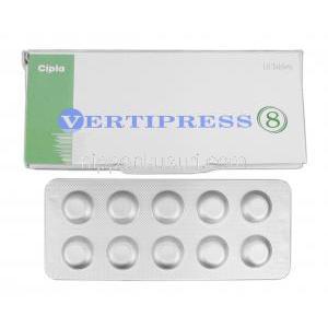 バーティプレス8 Vertipress 8, メリスロン ジェネリック, , ベタヒスチン, 8 mg, 錠