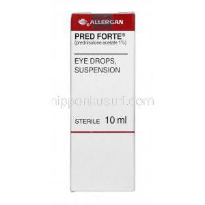 プレッドフォルテ Pred Forte Eye Drop, Branded, プレドニゾロン酢酸エステル, 1% 10ml, 点眼薬, 箱