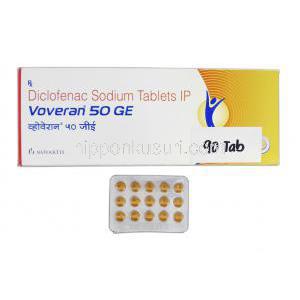 ボベラン50 Voveran 50 GE, ボルタレン ジェネリック, ジクロフェナクナトリウム, 50mg, 錠, 包装