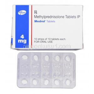 メドロール Medrol, メチルプレドニゾロン, 4mg, 錠