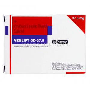 ベンリフトOD Venlift OD, エフェクサー XR ジェネリック,  XR  ベンラファキシン 37.5mg  カプセル, 箱