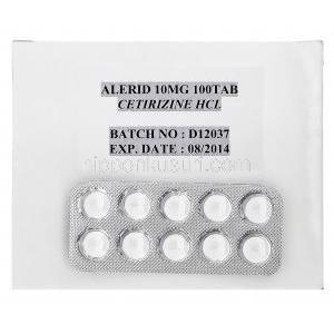 アレリッド Alerid, ジルテック  ジェネリック, セチジリン 10mg, 錠