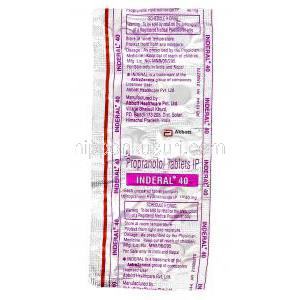 インデラル Inderal,  塩酸プロプラノロール 40mg, 錠, 包装