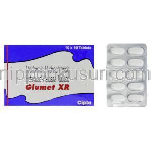 メトホルミンSR(グルコファージ ジェネリック), Glumet XR, 500 mg 錠 (Pinnacle)