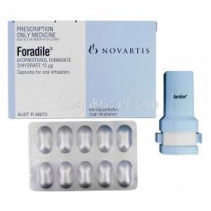 フォラディル Foradile, フォルモテロール（ホルモテロール）  0.012mcg (Australia) 吸入器・吸入カプセル
