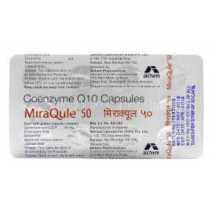 ミラキュール Miraqule, コエンザイム Q10 50mg, カプセル, 包装裏面