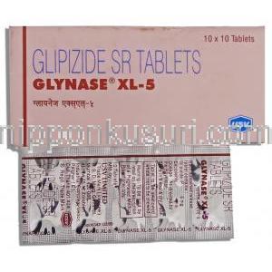 ジェネリック　グルコトロール XL, GLYNASE XL, グリピジド SR  5MG錠