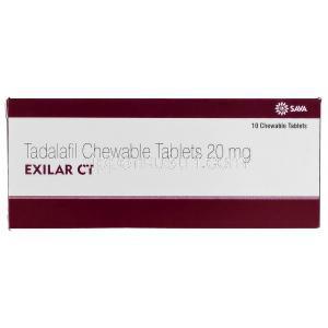 エクシラー Exilar, シアリス ジェネリック, タダラフィル 20mg チュアブル錠, 箱