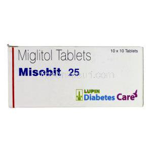 ミソビット Misobit, セイブル ジェネリック, ミグリトール 25mg, 箱