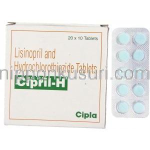 リシノプリル/ヒドロクロロチアジド（Generic  Prinivil-H）, Cipril-H, 5mg    12.5mg 錠 (Cipla)