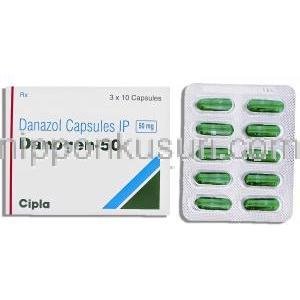 ダノジェン Danogen,  ダノクリン ジェネリック,  ダイナゾール 50mg カプセル (Cipla)