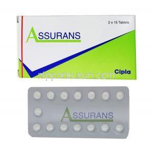 シルデナフィル （レバチオジェネリック）, アシュランス Assurans 20mg 錠 (Cipla)  箱,シート表面