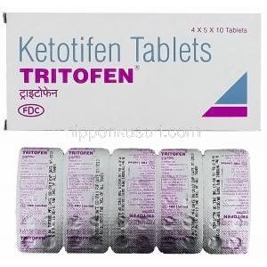 トリオフェン Tritofen, ザジテン ジェネリック, ケトチフェン 1mg 錠 (FDC)
