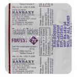 タダラフィル, Forzest, 20mg 錠 (Ranbaxy) 包装裏面